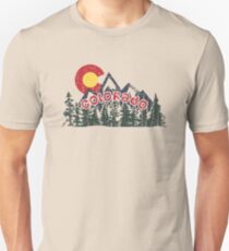 COLORADO C SUNSET OVER MOUNTAINS AND FOREST - DISTRESSED STATE DESIGN Unisex T-Shirt