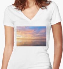 Good for the Soul - Mesmerising Sunrise Clouds Over Lustrous Waters Women's Fitted V-Neck T-Shirt
