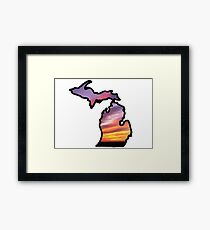 Michigan State Greats Lakes Sunset Design Framed Print