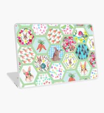 Spring Rabbit Floral Patchwork hexagons Laptop Skin