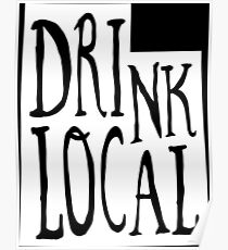Drink Local Utah State Outline Craft Beer Poster