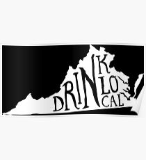Drink Local Virginia State Outline Craft Beer Poster