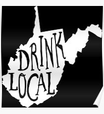 Drink Local West Virginia State Outline Craft Beer Poster