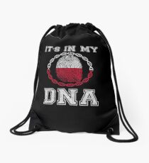 Poland Its In My Dna Gift For Polish From Poland - DNA Strand and Thumbprint With Poland Flag Drawstring Bag