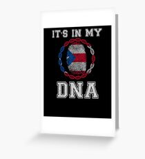 Puerto Rico Its In My Dna Gift For Puerto Rican From Puerto Rico - DNA Strand and Thumbprint With Puerto Rico Flag Greeting Card