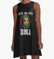 Sao Tome And Principe Its In My Dna Gift For Sao Tomean From Sao Tome And Principe - DNA Strand and Thumbprint With Sao Tome And Principe Flag A-Line Dress