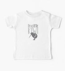 Camiseta para bebé Soy un pequeño kiwi en gris con el pájaro de Nueva Zelanda