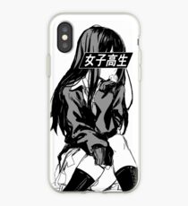 SCHOOLGIRL (Black and white) - Sad Anime Japanese Aesthetic iPhone Case
