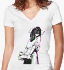 STUDY - Sad Japanese Aesthetic Women's Fitted V-Neck T-Shirt