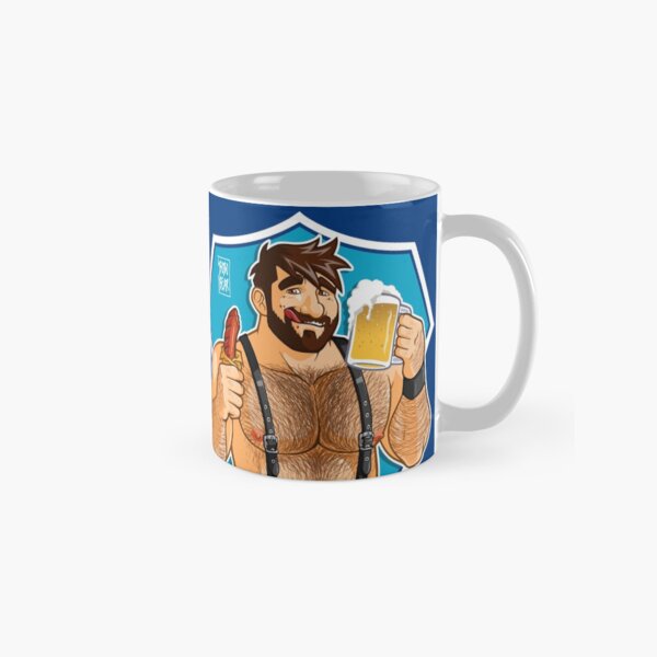 ADAM LIKES SAUSAGE AND BEER - BLUE BACKGROUND Classic Mug