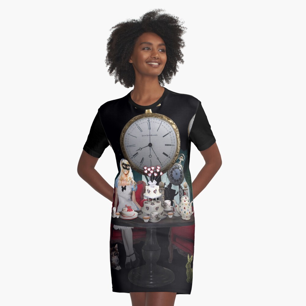 Alice In Wonderland Collage Graphic T-Shirt Dress