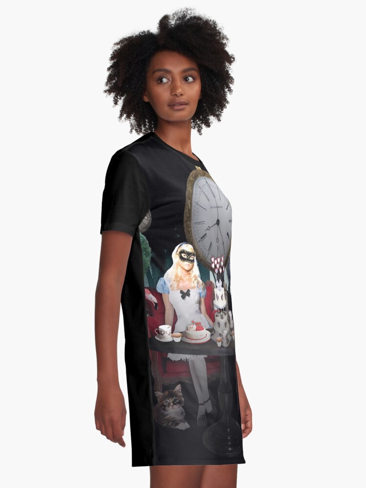 Alternate view of Alice In Wonderland Collage Graphic T-Shirt Dress