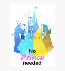 No Prince Needed Inspired Silhouette Photographic Print