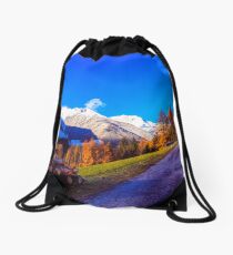 colorful sunset in the Valle Aurina Drawstring Bag