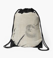 Kano Tan'yū Squirrel on Bamboo Drawstring Bag