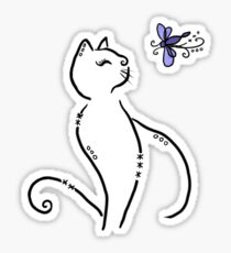 Stylized cat with dragonfly Sticker