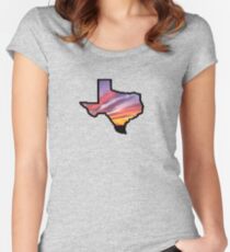 Texas Lone Star State Sunset Design Women's Fitted Scoop T-Shirt