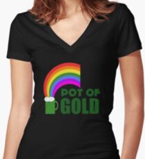 Pot Of Gold Women's Fitted V-Neck T-Shirt