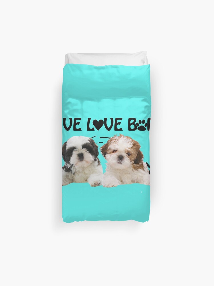 Live Love Bark Shih Tzu Puppies Duvet Cover By Kimoufaster