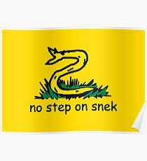 No Step on Snek yellow and black flag helicopter ride ANCAP Libertarian MAGA Kekistan funny kiddish snake Gadsden Flag Parody HD HIGH QUALITY ONLINE STORE Poster