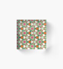 japanese pattern chiku plant seamless colorful repeat pattern Acrylic Block
