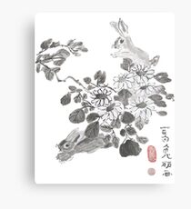 Bunnies and Daisies Metal Print