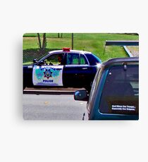OFFICER TICKETING A LIMO DRIVER Canvas Print