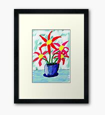 Primitive Vase & Flowers Framed Print