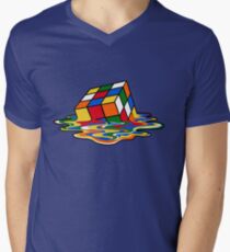 Melting Rubiks Cube: Sheldon from 'The Big Bang Theory' Cool Nerdy Gift Ideas! Men's V-Neck T-Shirt