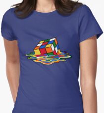 Melting Rubiks Cube: Sheldon from 'The Big Bang Theory' Cool Nerdy Gift Ideas! Women's Fitted T-Shirt