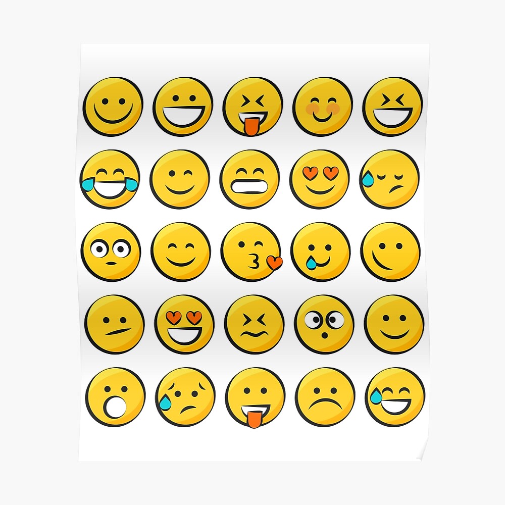 Emojis Emoticons Smileys Smiley Faces Poster By Totalitydesigns