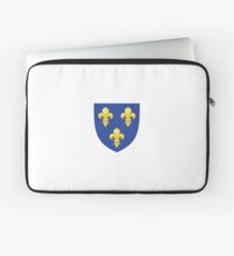 Blason France moderne French royal golden yellow fleur de lys lis blue King of France coat of arms vintage white background Laptop Sleeve