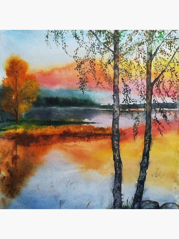 Two birch trees at sunset by Anthropolog