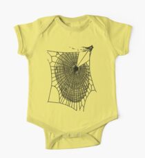 Fun Hand Drawn Spooky Halloween Spiders Web One Piece - Short Sleeve