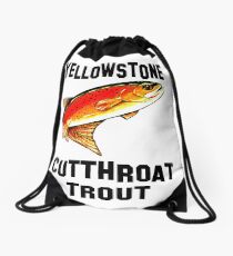 Yellowstone Cutthroat Trout Fish Fishing Fly Sports Sportman Rocky Mountain Man Cave Fisherman Dad Father Gift Ideas Char Drawstring Bag
