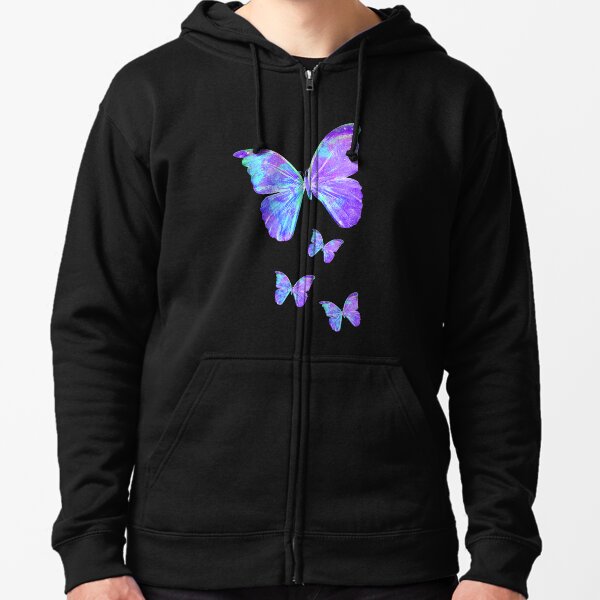 Purple Butterflies by Jan Marvin Zipped Hoodie