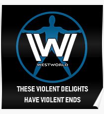 Westworld Host (Blue and White, Text) Poster