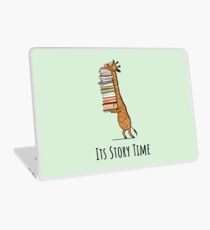Funny Giraffe Holding a Stack of Books - It's Story Time - Book Lover Gift, Phones Cases And Other Gift Laptop Skin