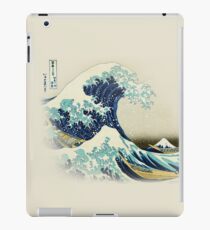 The Great Wave off Kanagawa by Japanese ukiyo-e artist Hokusai beige natural Hiroshige organic beige cream background nature painting HD HIGH QUALITY iPad Case/Skin