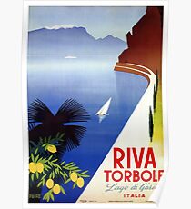Travel Italy 1920s Lake Garda Riva Torbole Gardesana advert Poster