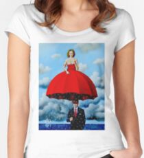 Regenschirm-Dame: Weinlese-abstrakter Dali-Malerei-Druck Tailliertes Rundhals-Shirt