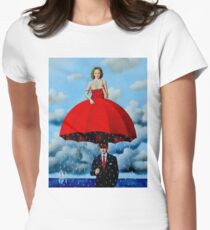 UMBRELLA LADY : Vintage Abstract Dali Painting Print Women's Fitted T-Shirt