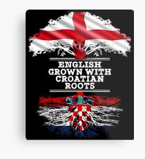English Grown With Croatian Roots Gift For Croatian From Croatia - Croatia Flag in Roots Metal Print