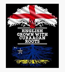 English Grown With Curaaoan Roots Gift For Curaaoan From Curacao - Curacao Flag in Roots Photographic Print