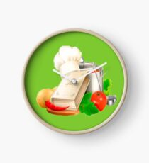 Kitchen utensils and food Clock