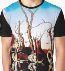 SWANS REFLECTING ELEPHANTS : Vintage Abstract Dali Painting Print Graphic T-Shirt