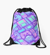 Video Game Controllers in Cool Colors Drawstring Bag