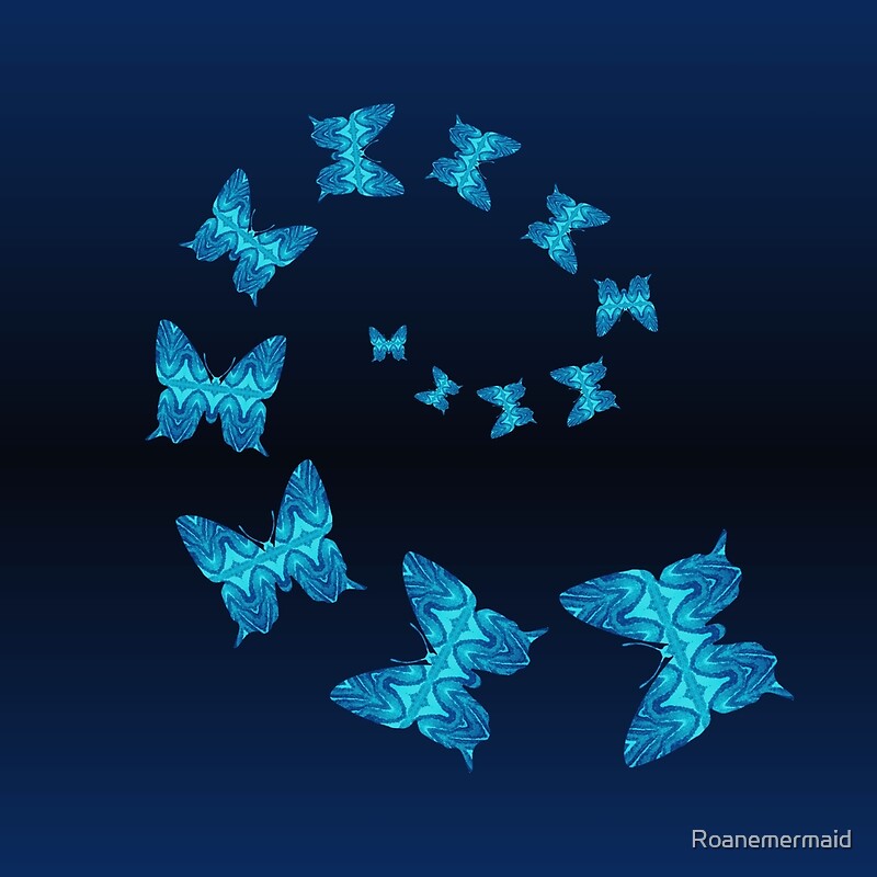 "Butterflies Are Free To Fly Navy Blue" by Roanemermaid Redbubble