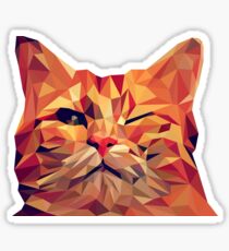 Low Polly Funny Cat Portrait Sticker
