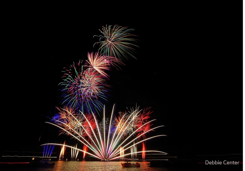 "Lake Belle Taine Fireworks" by Debbie Center Redbubble